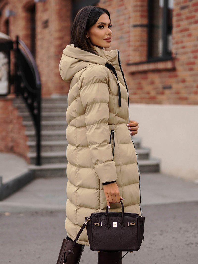 Chaqueta de mujer beige OZONEE JS/M736/62Z