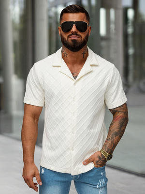Camisa de hombre con manga corta crudo OZONEE O/B2257