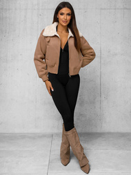 Chaqueta de mujer beige OZONEE O/81326Z