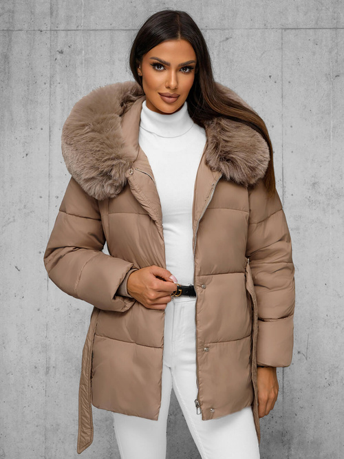 Chaqueta de mujer beige OZONEE JS/16M9206/62Z