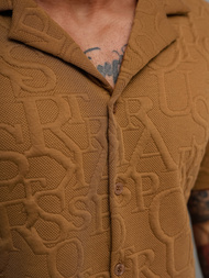 Camisa de hombre con manga corta marrón OZONEE O/B2256