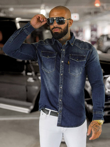 Camisa vaquera de hombre azul oscuro OZONEE O/51410