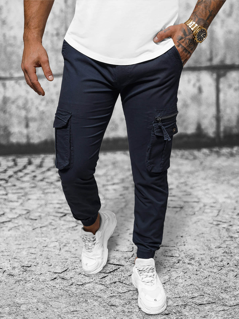 Pantalón chino jogger de hombre azul marino OZONEE NB/MP0201BS