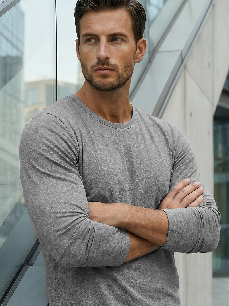 Camiseta de manga larga de hombre grafito OZONEE JS/2088Z