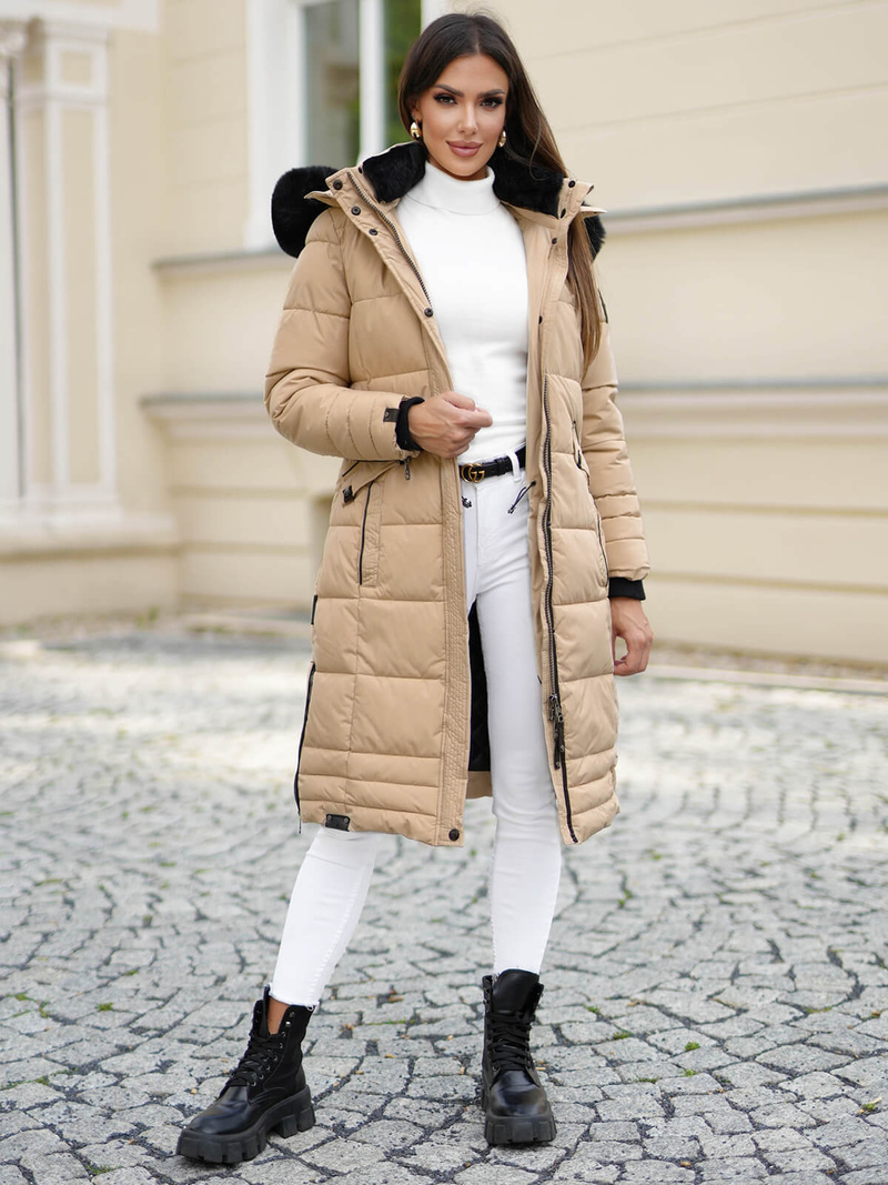 Chaqueta de mujer beige OZONEE O/W377Z