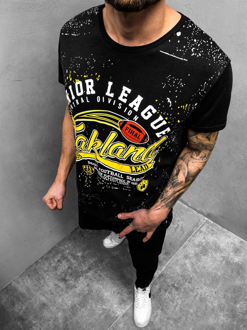 Camiseta de hombre negra OZONEE JS/KS1975Z