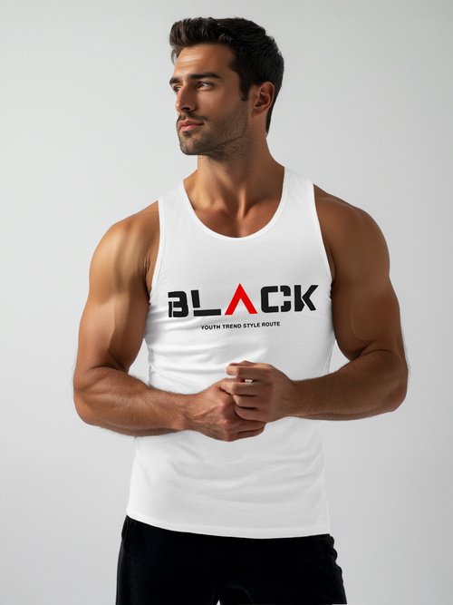 Camiseta sin mangas de hombre blanca OZONEE JS/8B1707/1