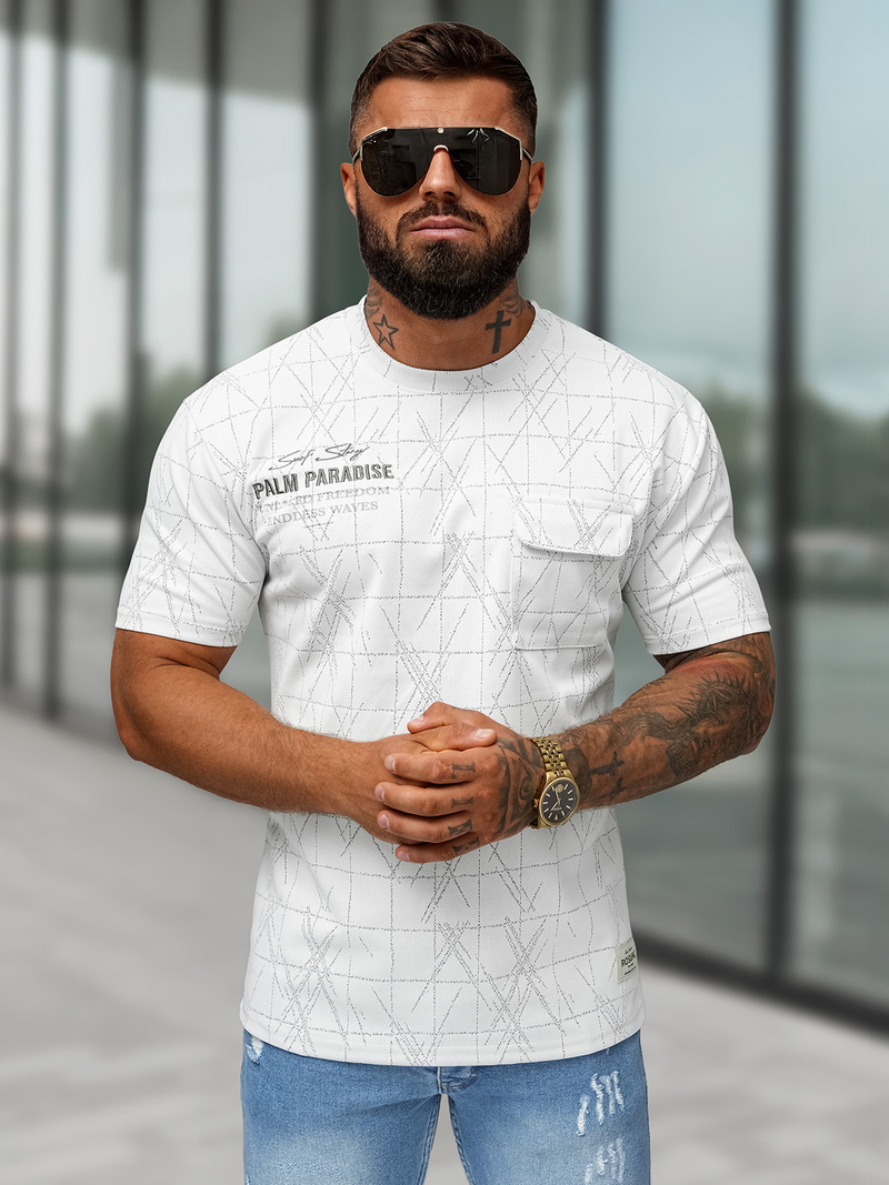 Camiseta de hombre blanco OZONEE O/QQ1530