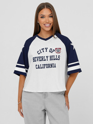 Camiseta de mujer blanco-azul marino OZONEE JS/R62493