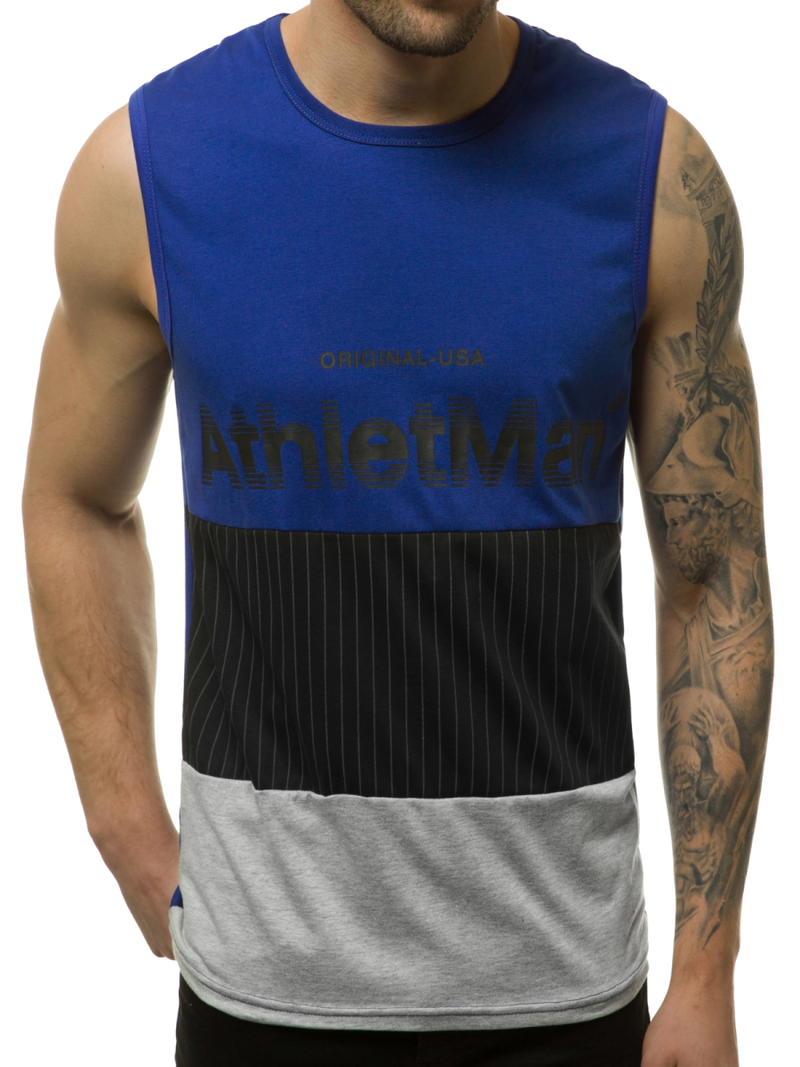 Camiseta sin mangas de hombre azul OZONEE JS/SS11065