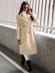 Abrigo de cuero de mujer beige OZONEE JS/11Z8100