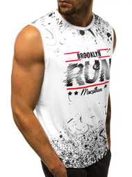 Camiseta sin mangas de hombre blanco OZONEE JS/KS2075