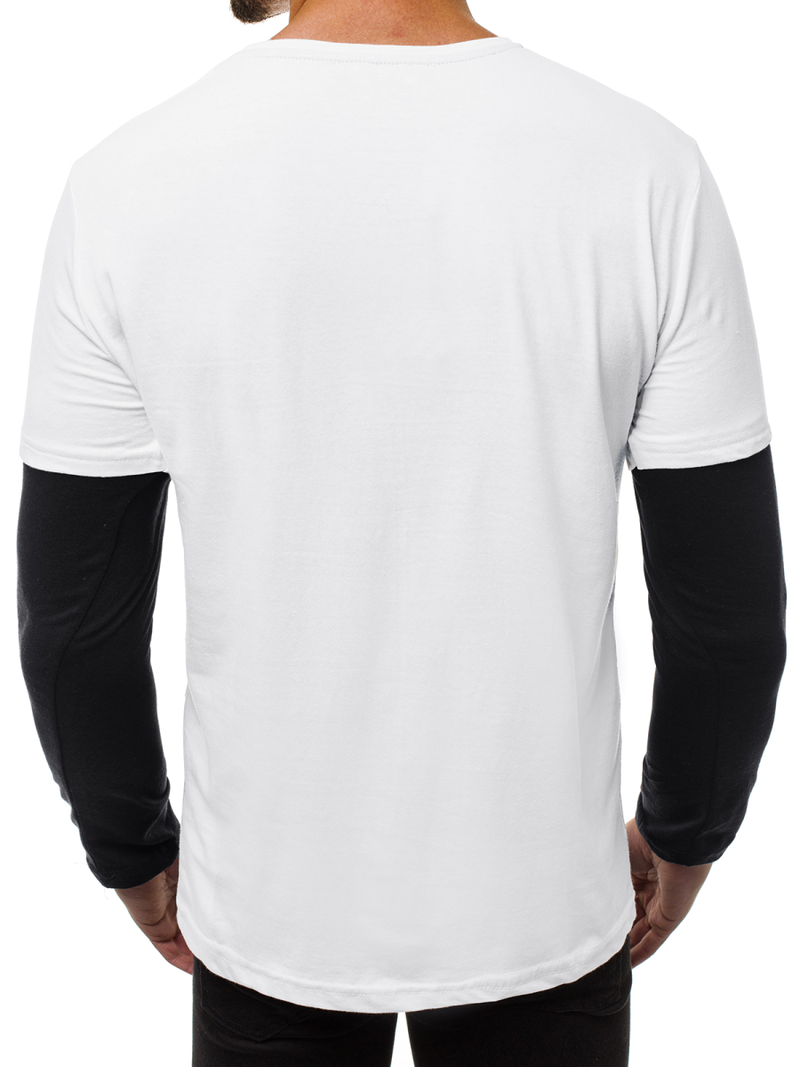 Camiseta de manga larga de hombre blanco OZONEE O/1292Z