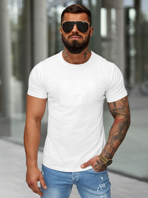 Camiseta de hombre blanco OZONEE O/QQ1390