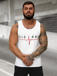 Camiseta sin mangas de hombre blanca OZONEE JS/8B1703/1Z