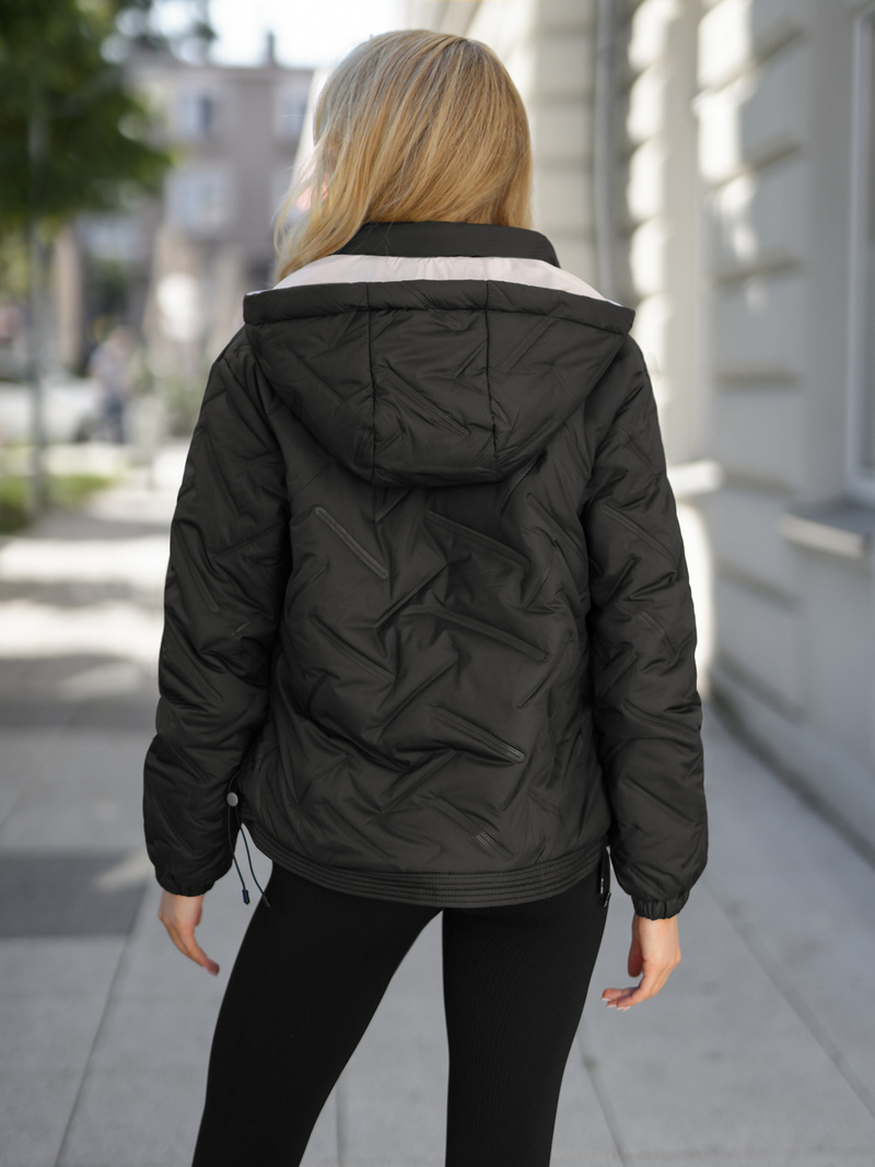 Chaqueta de mujer negro-beige OZONEE JS/16M9315/392B