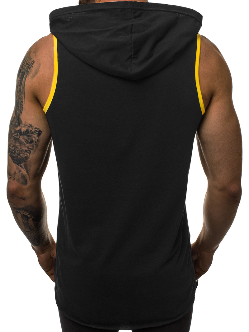 Camiseta sin mangas de hombre negro-amarillo OZONEE O/1254Z