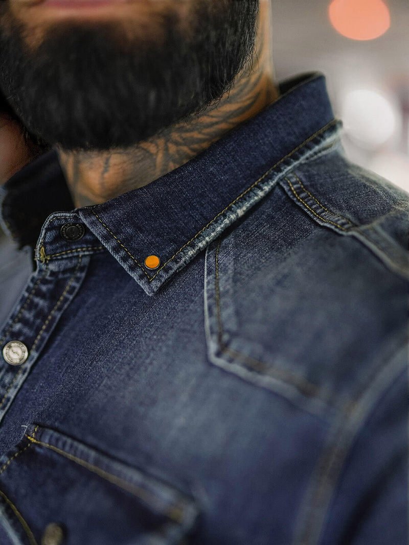 Camisa vaquera de hombre azul oscuro OZONEE O/51410