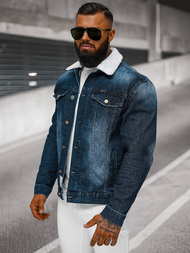 Chaqueta vaquera de hombre sherpa azul oscuro OZONEE NB/MJ516BSZ