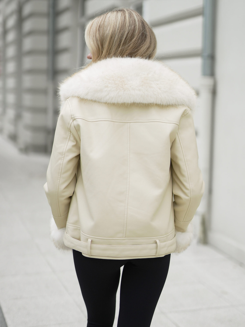 Chaqueta de cuero para mujer crudo OZONEE JS/61M8507/280Z