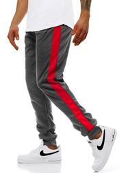 Pantalón de chándal de hombre grafito-roja OZONEE JS/JZ11006