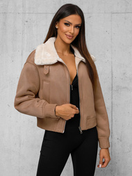 Chaqueta de mujer beige OZONEE O/81326Z