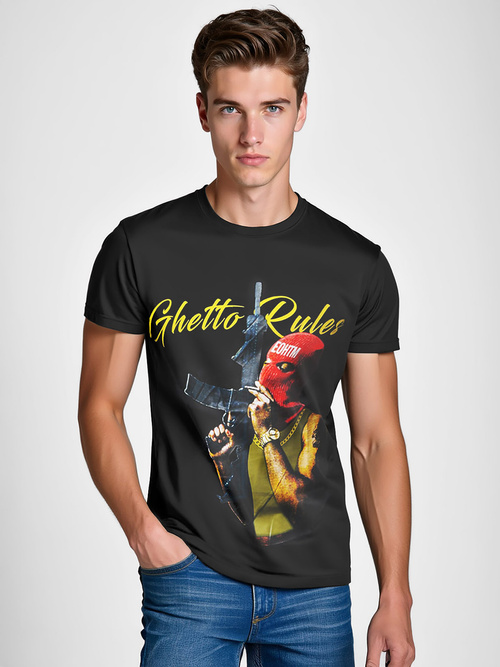 Camiseta de hombre negra OZONEE O/T129/3Z