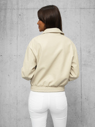 Chaqueta de cuero para mujer beige OZONEE O/G116Z