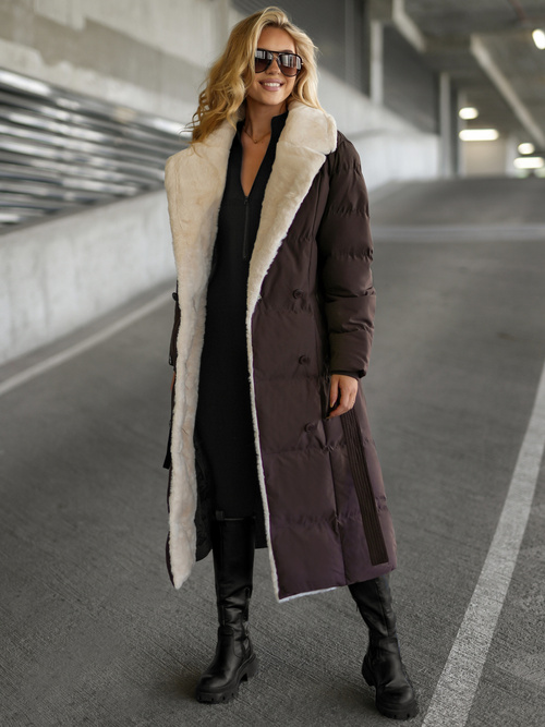 Chaqueta de mujer chocolate OZONEE JS/16M9168/158
