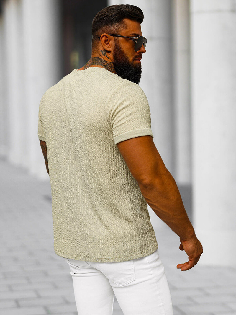 Camiseta de hombre beige OZONEE O/7766T