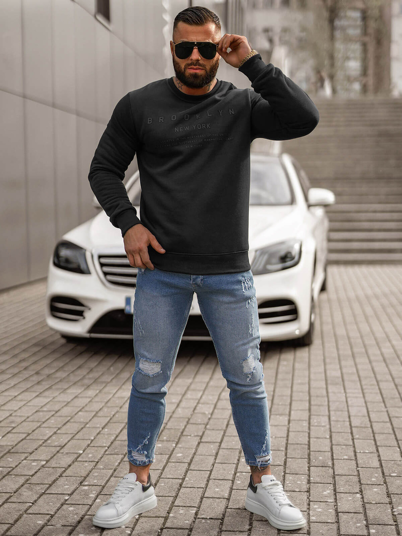 Sudadera de hombre negra OZONEE JS/8B1360/3