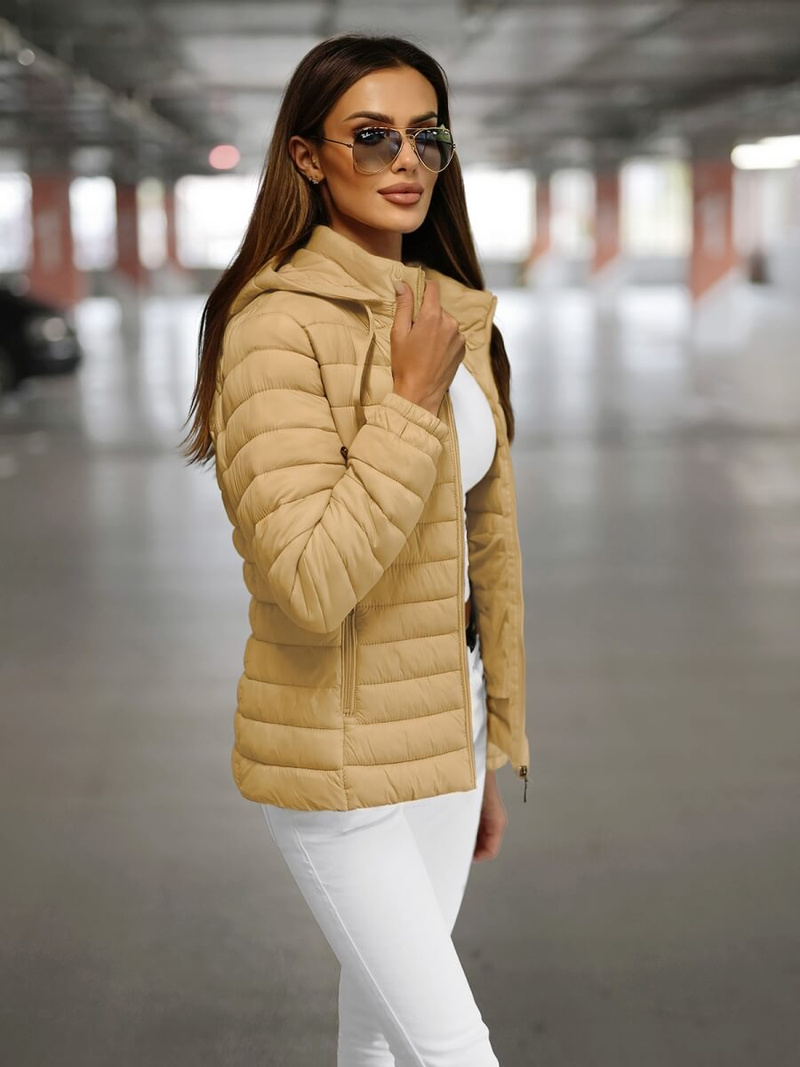 Chaqueta de mujer beige OZONEE JS/16M9101/254Z