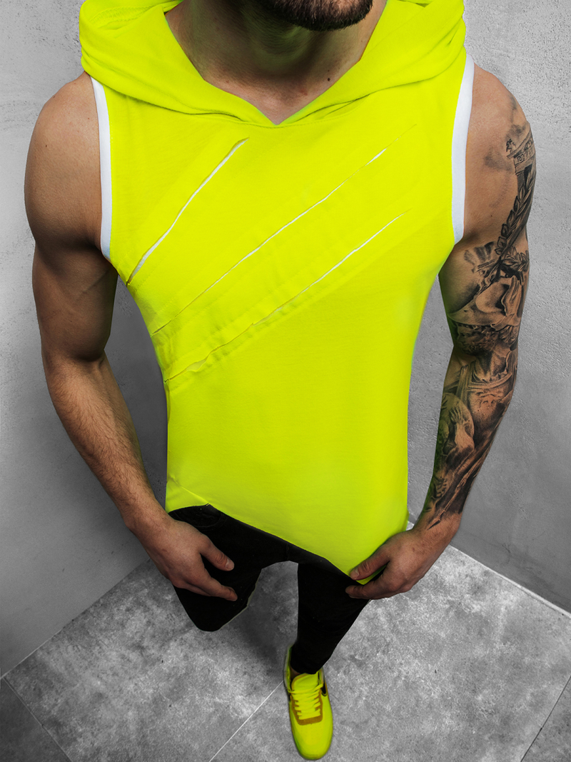 Camiseta sin mangas de hombre amarillo-neón OZONEE O/1254XZ