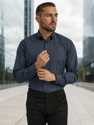 Camisa de hombre azul marino OZONEE V/V186