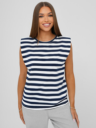 Camiseta de mujer blanco-azul marino OZONEE JS/R61670