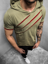 Camiseta de hombre rojo caqui OZONEE A/1185Z 