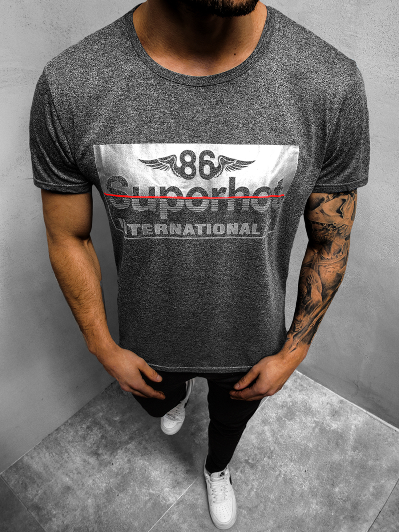 Camiseta de hombre negra OZONEE JS/KS2056Z