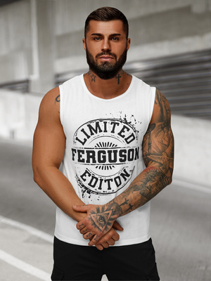Camiseta sin mangas de hombre blanca OZONEE JS/8B1725/1Z