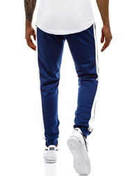 Pantalón de chándal de hombre azul-blanco OZONEE JS/JZ11007