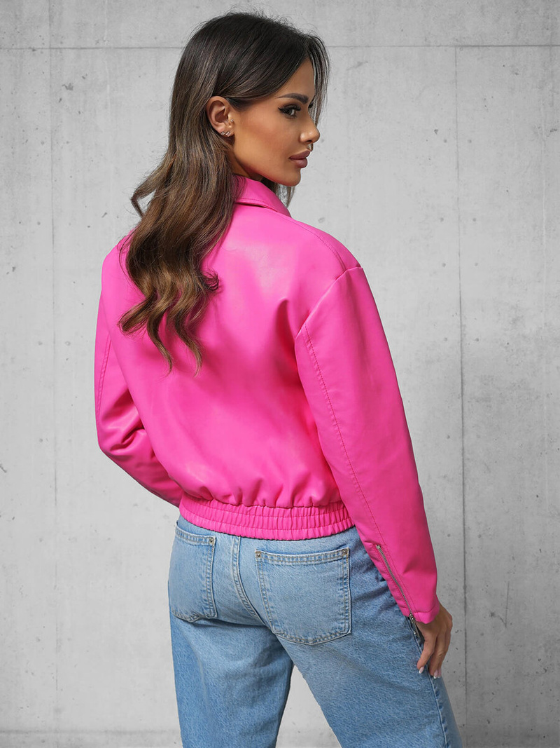 Chaqueta de cuero para mujer rosa OZONEE O/G116