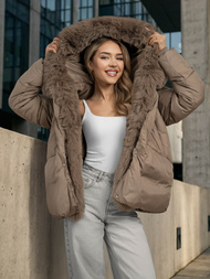 Chaqueta de mujer beige oscuro OZONEE O/16M9179/84Z