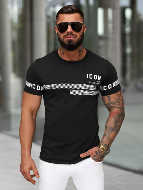 Camiseta de hombre negra OZONEE JS/8B1701/3