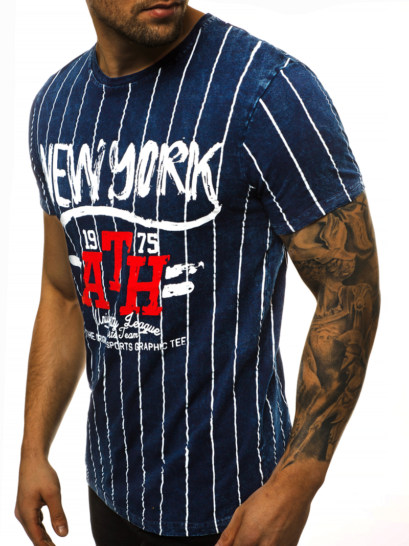 Camiseta de hombre azul marino OZONEE HFM/017