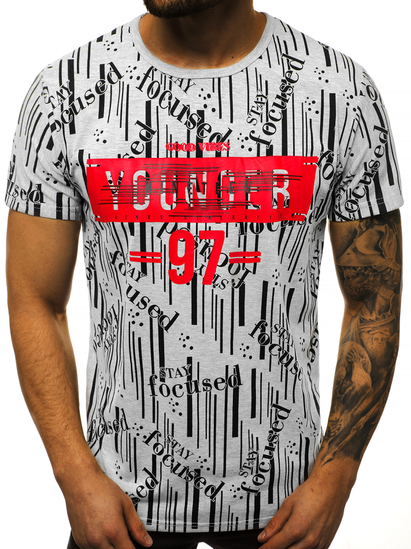 Camiseta de hombre gris OZONEE JS/KS1993