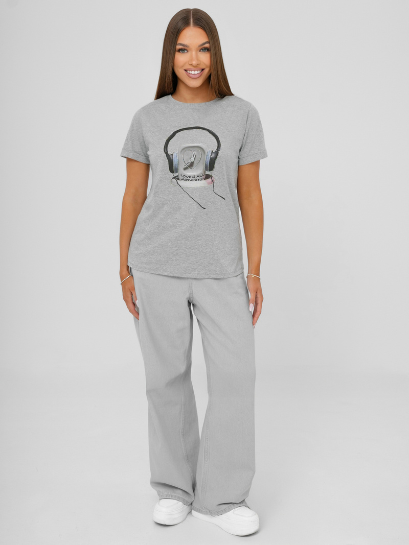 Camiseta de mujer gris OZONEE DJ77806