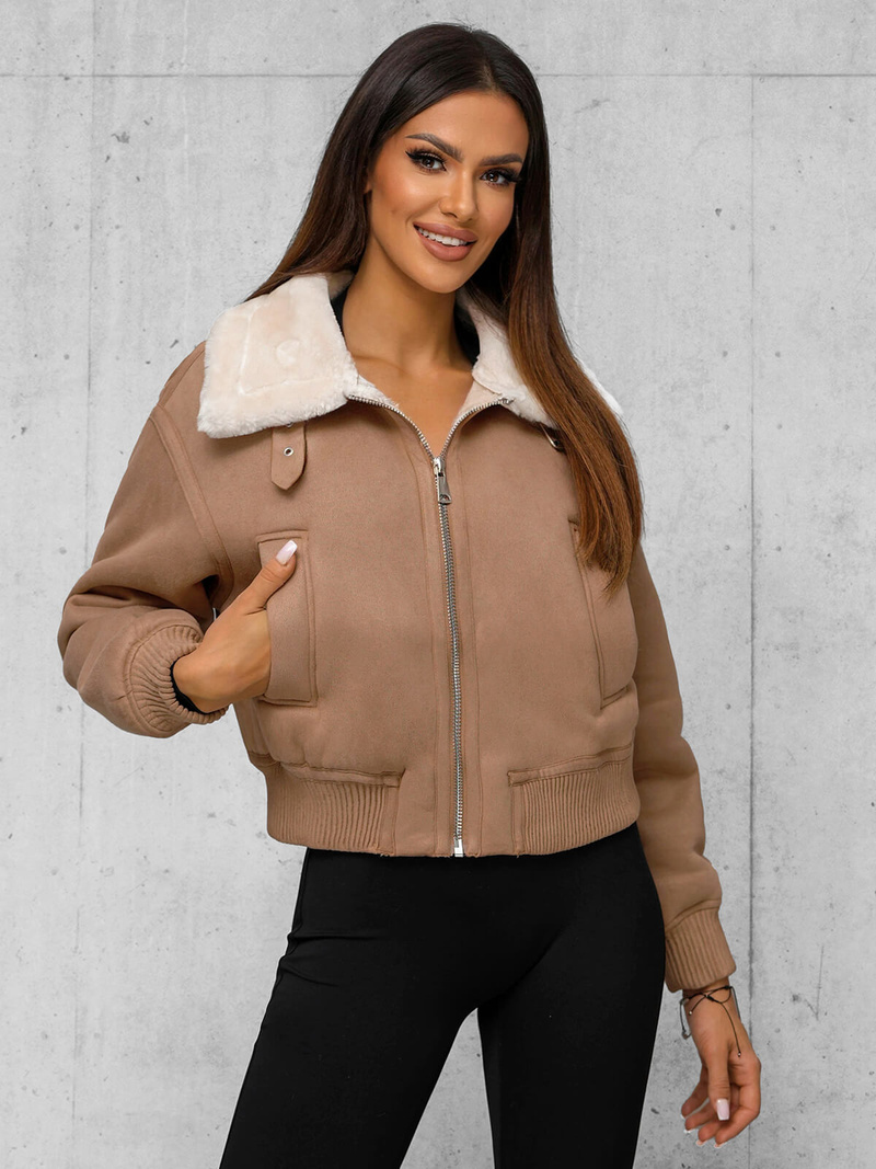 Chaqueta de mujer beige OZONEE O/81326Z