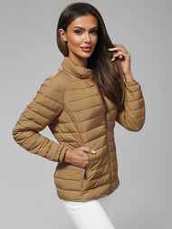Chaqueta de mujer beige oscuro OZONEE JS/16M9103/84