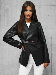 Chaqueta de cuero para mujer negra OZONEE JS/11Z8121Z