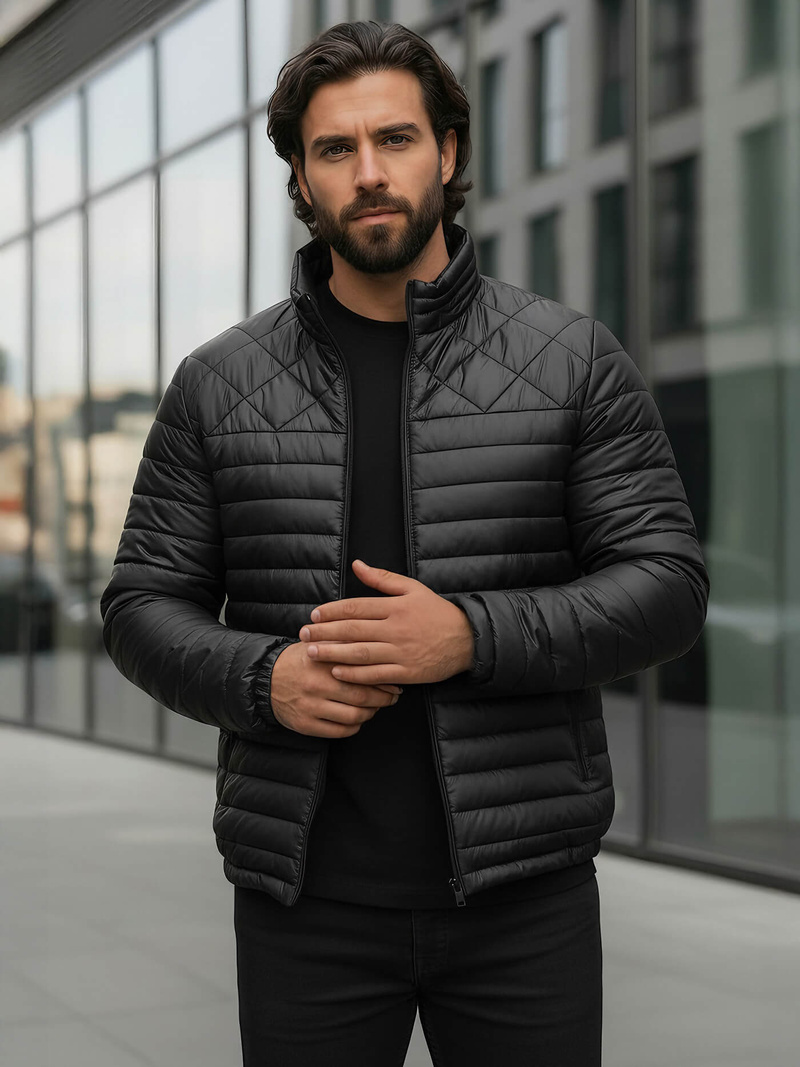 Chaqueta de hombre negra OZONEE JS/16M9328/392BZ