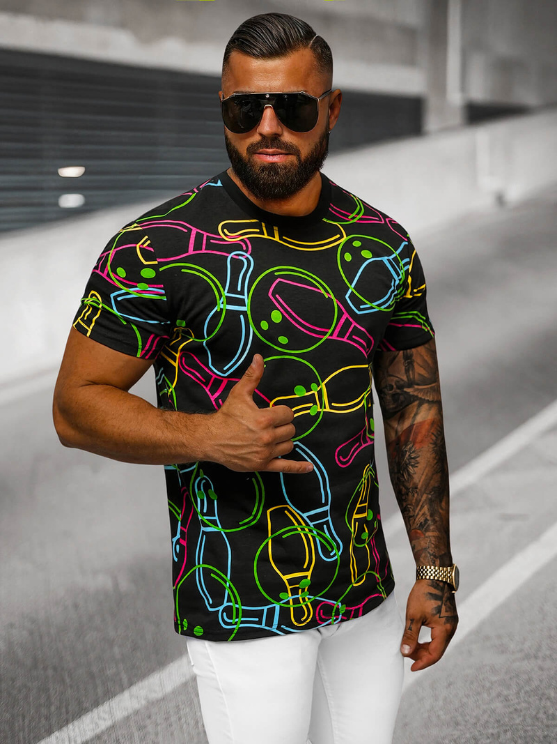 Camiseta de hombre negra OZONEE O/T1272/3